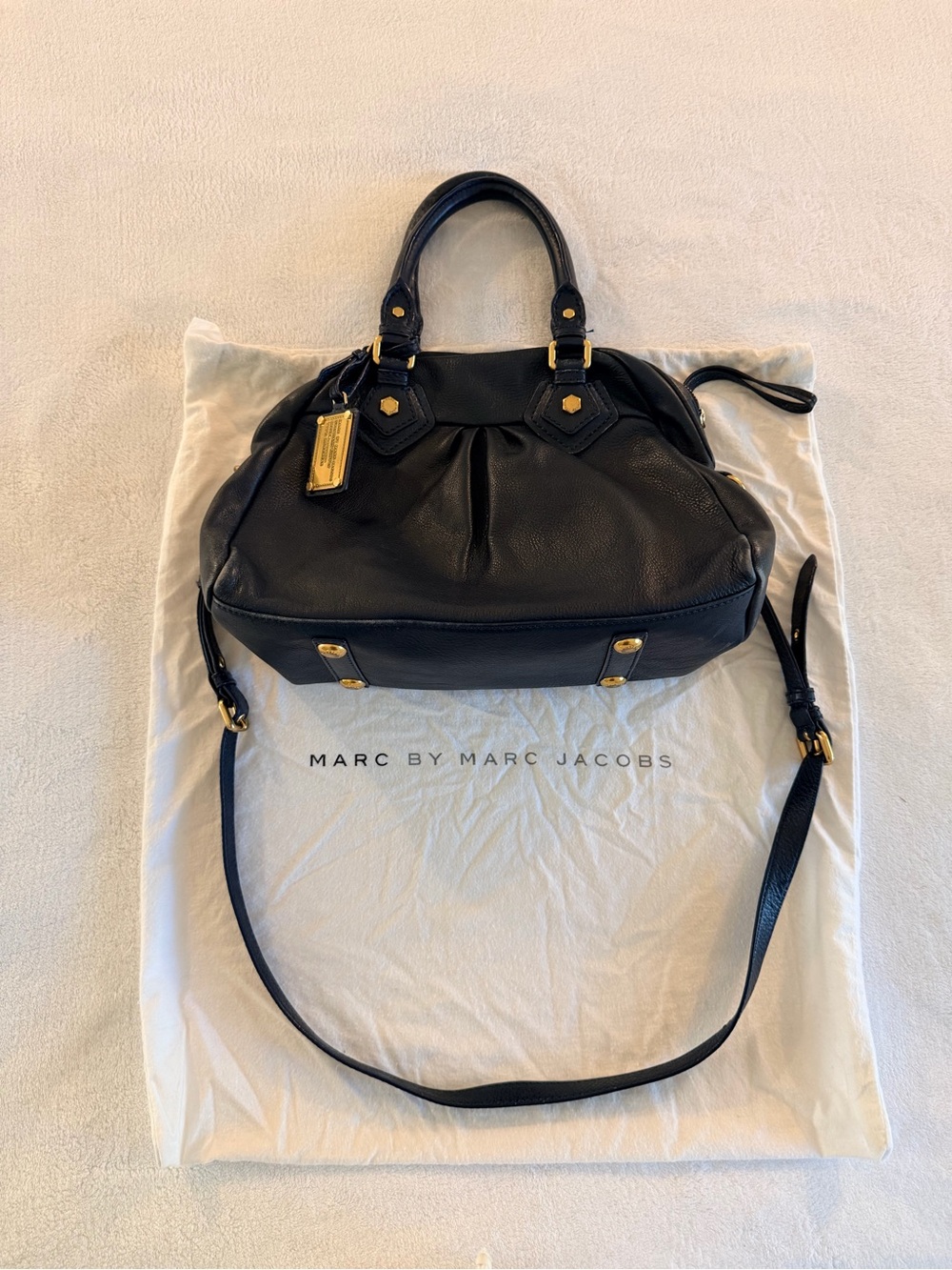 Marc by Marc Jacobs Navy Leather Shoulder Bag with Gold Hardware